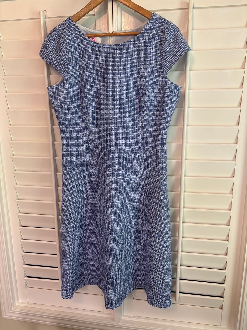 9 & Co Blue And White Tweed Dress Size 12
